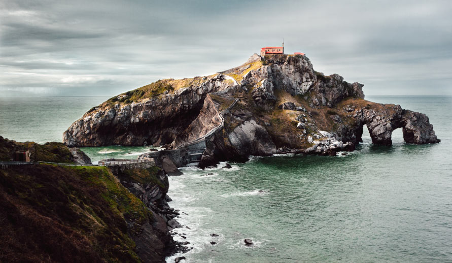 Szenerie Insel Felsen einsames Haus